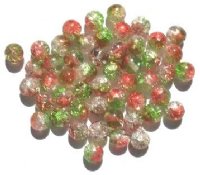 50 8mm Crystal/Strawberry/Lime Crackle Beads